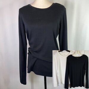 Eddie Bauer Size L TALL 2 Pack Favorite Long Sleeve Crewneck Tees Black White